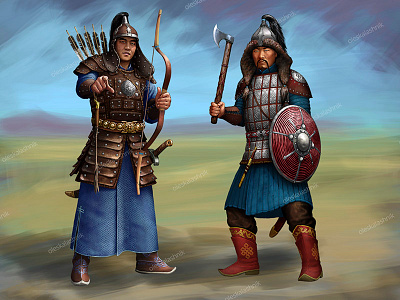 Mongolian and dzungar medieval warriors archer characters dzungar eastern fighter invader kazakh medieval mongolian nomad steppe warrior