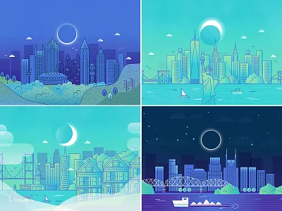 Eclipse 2017 atlanta eclipse illustration nashville new york san francisco