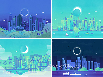 Eclipse 2017 atlanta eclipse illustration nashville new york san francisco