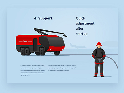 Landing page screen blue firefighters firetruck illustration landing vector