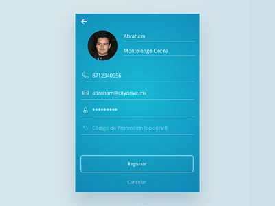 Sign Up CityDrive App citydrive email gradient ios login password phone profile signup