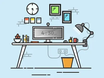 Workspace behance design dribbble flat colour flat design flat design illustration graphic graphic design illustration line art web design workspace