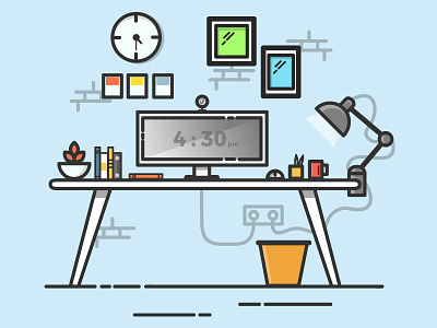 Workspace behance design dribbble flat colour flat design flat design illustration graphic graphic design illustration line art web design workspace