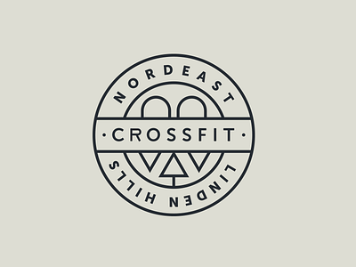 CrossFit Nordeast / CrossFit Linden Hills Badge badge bridges crossfit illustration logo minneapolis minnesota trees