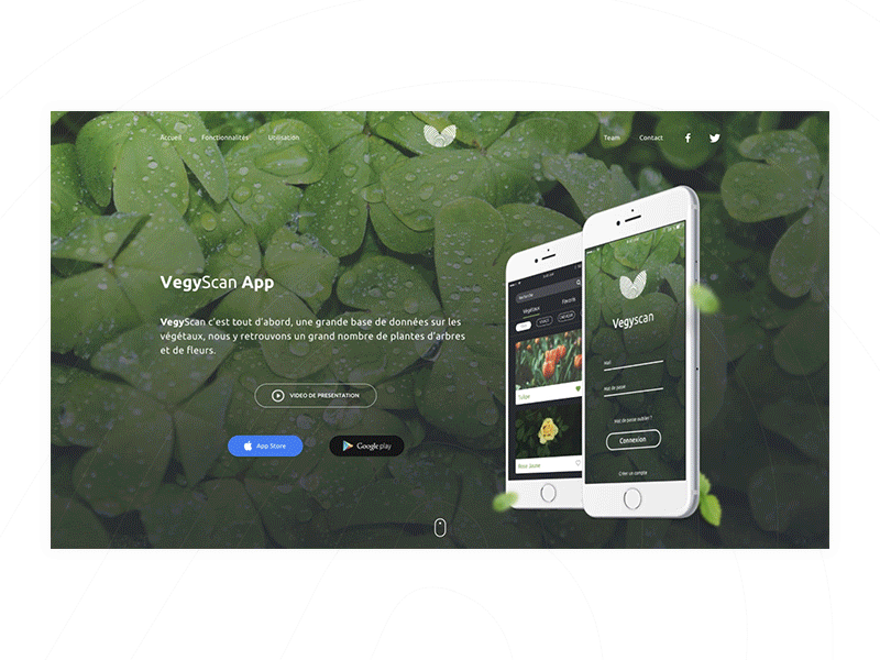 Vegyscan App - Landing Page animation app landing page page plants ui vegyscan website