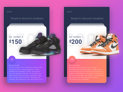 Air Jordan Sneaker Profile Cards air jordan card concept design information jordan sneaker sneakers ui ux