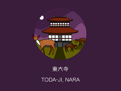 Todaji Nara circle deers drawing japan moon nara night sketch temple todaji vector