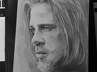 Brad Pitt art drawing hyper pencil realistic