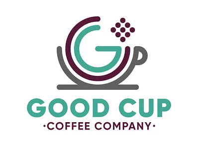 Good Coffee brand coffee cup logo logotype teal type waffle