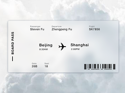 Boardpass-dailyUI#24 board daily interface pass plane travel ui user