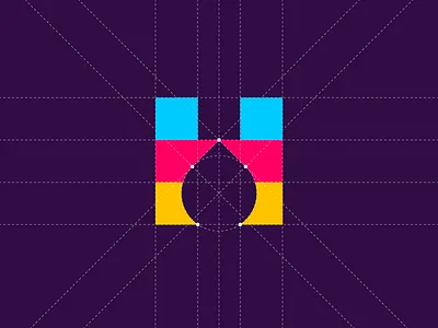 H + Ink drop ─ Grid construction drop h ink logo logotype