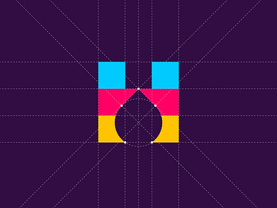 H + Ink drop ─ Grid construction drop h ink logo logotype
