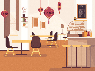 Beijing 2d china design flat illustration interior internship minimalism minimalist restaurant soft