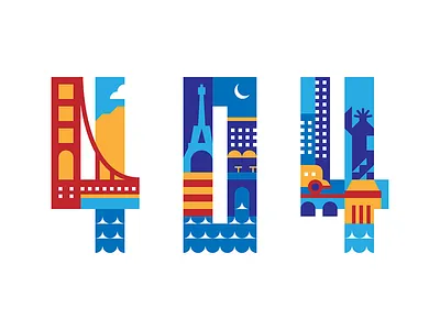 404 404 block bright city color illustration minimalist modern simple