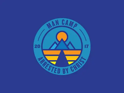 Man Camp 2017 - Arrested By Christ badge camp circle lines moon mountains retreat ringside sun
