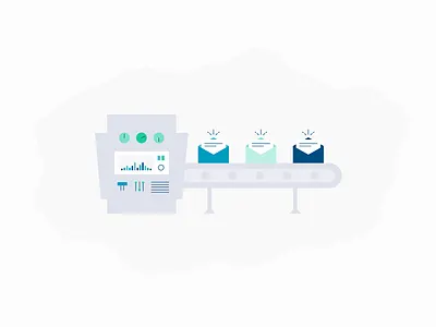 Email Marketing automation belt conveyor email illustration marketing