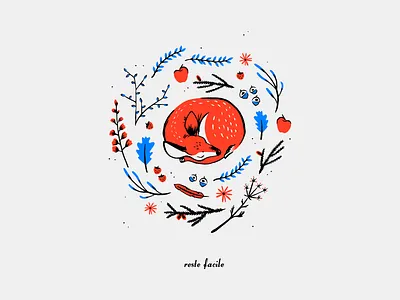 Reste Facile Art Print acorn apple branch deer feather forest leaf leaves midwest strawberry twig wisconsin