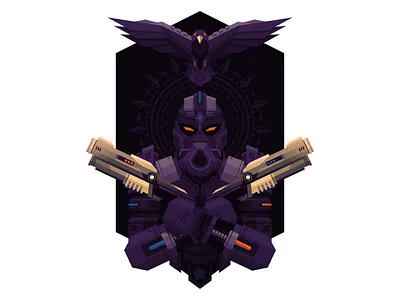 Gunslinger armor falcon gas mask gun gunslinger robot vector