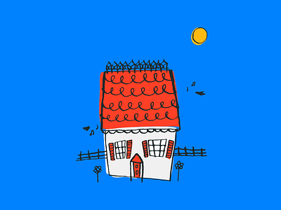 House on the Hill cozy drawing hill home house illustration ink neighborhood sketch sun