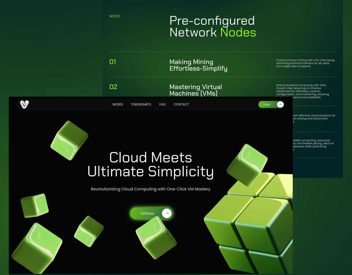 Development of a design concept for a crypto website 3d blockchain concept crypto cryptocurrency design fintech green landing landing page landing page design landingpage startup web web app web development webdesign webflow website website design