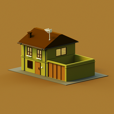 Italian Town House 3d design illustration pixelart voxel