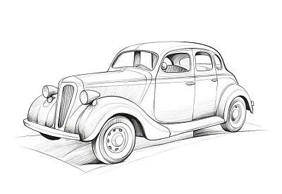 Classic Car Pencil Sketch branding logo ui