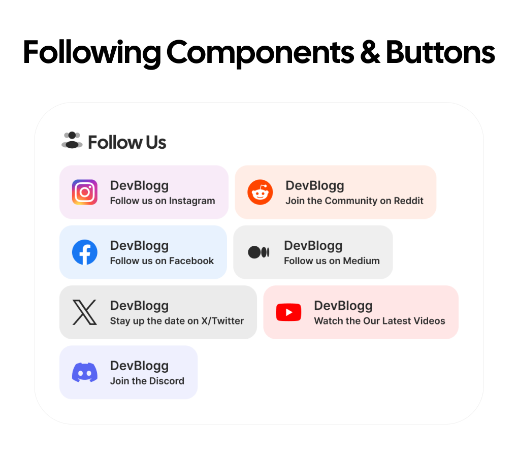 Social Media Following Section for Web Design button card design following social media ui web design web ui design