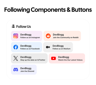 Social Media Following Section for Web Design button card design following social media ui web design web ui design