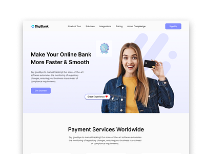 DigiBank – Seamless Online Banking Experience 💳📱 creative hero creative webdesign daily webdesign design freelancer webdesign graphic design landing page ui uiux userinterface webdesign webdesigninspiration webdevelopment website