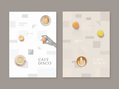 Posters branding cafe disco macaron modern neutral posters reflection shapes