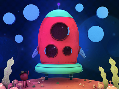 Spaceship 3d app art design illustration kids render shapes sivan baron