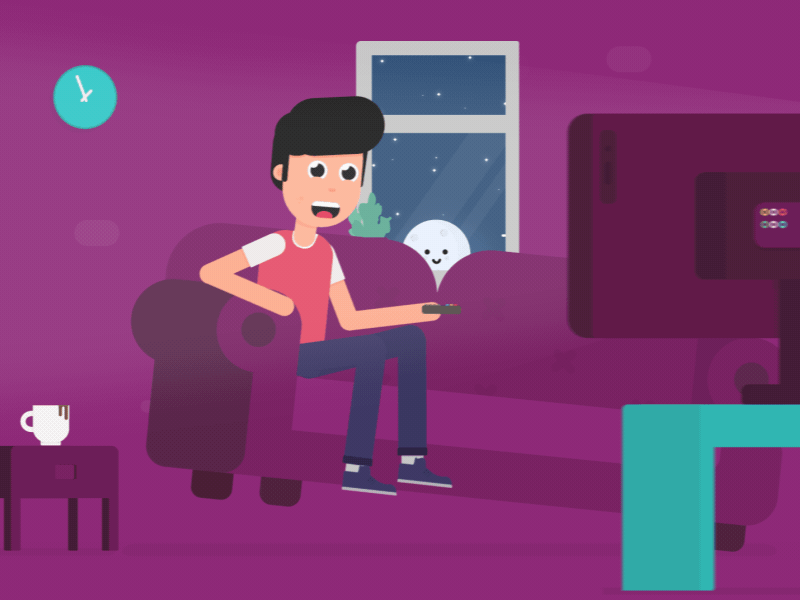 watching TV 2d aftereffects character design motion rigging tv