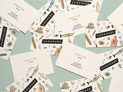 Serenade Business Cards branding business cards food illustration logo music owen jones pattern portland print