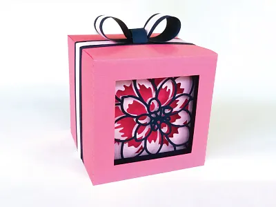 Dahlia shadow gift box 3d bow box craft dahlia flower gift paper shadow