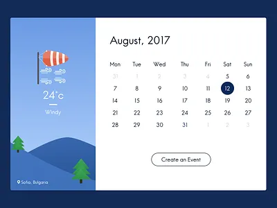 Calendar/Weather desktop app - part 3 app calendar design desktop ui ux weather web