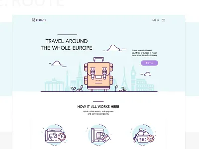 Travel Website Design europe icons illustration luggage payment rewards search