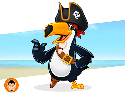 Toucan Pirate Mascot beach beard bird pirate toucan