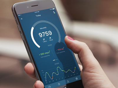 Walking page of fitness app app design diagram fitness iphone mobile statistic steps ui ux walking