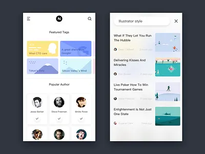 News page article avatar cto google icon news photo search share sketch tokyo ui