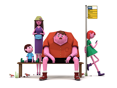 Bus Stop 3d art bus top character design design illustration low poly render sivan baron