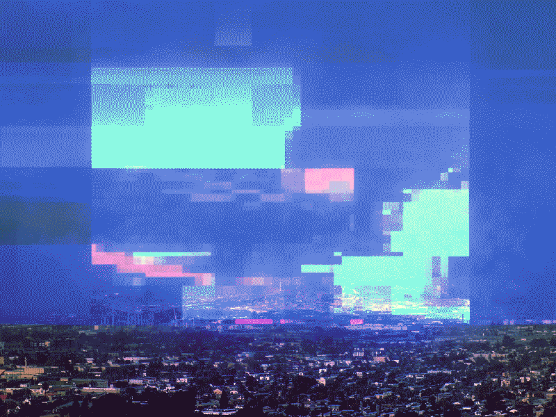 H O R I Z O N 5k after effects blue cyan gif glitch art landscape magenta murderloft sky teal wallpaper