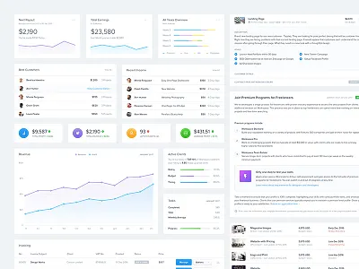 Dashboard UI Kit - Widgets calendar dashboard event graph menu overview profile schedule status timeline ui ui kit
