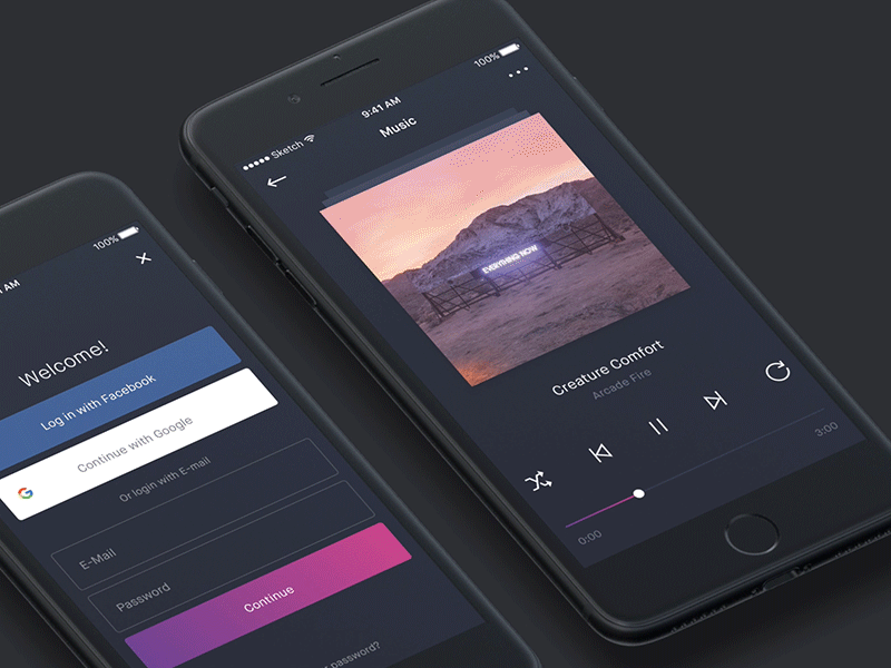 Introducing M01 - Free UI Kit app framer freebie ios login mobile music player signup ui ui kit ux