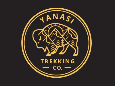 Yanasi badge buffalo line linear logo mountains outdoor trekking