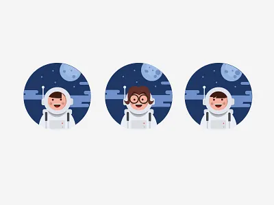 Astrogirl astronot character concept galaxy moon star ui ux