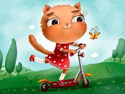 Shishkin Les 2 animal cartoon cat character childish children illustration kids mascot package