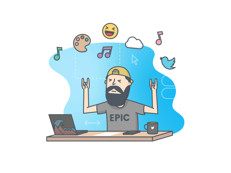 Gradients! 🤘🏻😑🤘🏻 ae animation desk gif icons illustration loop rocking vector