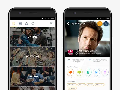 Personalty App - Discover People android card ui design interface material mobile ui ux