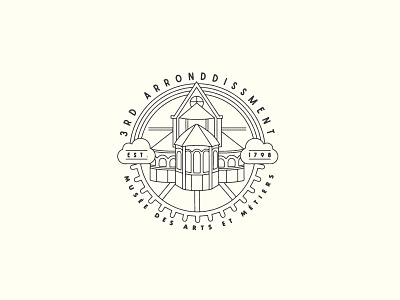 Arrondissement 3 badge buildings linework paris