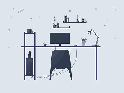 My new desk haha 小插画